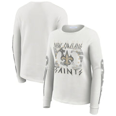 New Orleans Saints WEAR by Erin Andrews Women's Graphic Waffle Long-Sleeve T-Shirt - White cheap