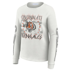 Cincinnati Bengals WEAR by Erin Andrews Women's Graphic Waffle Long-Sleeve T-Shirt - White on sale