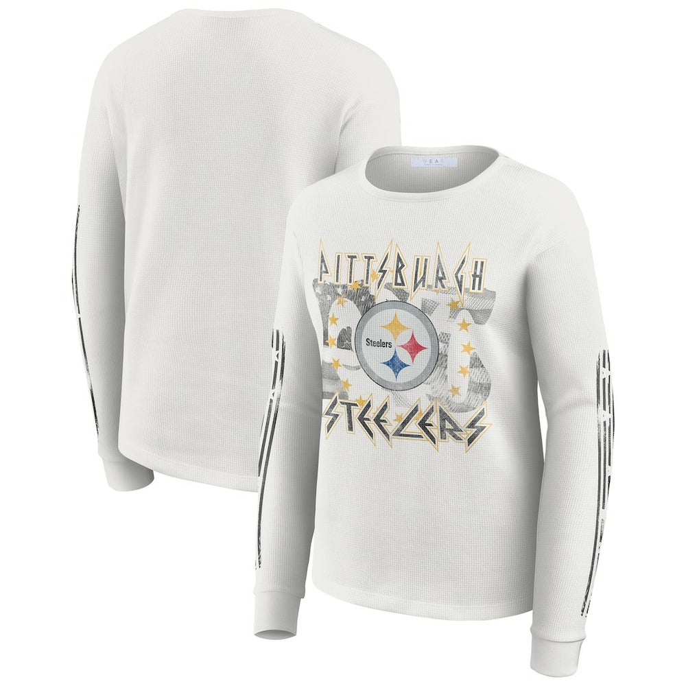 Pittsburgh Steelers WEAR by Erin Andrews Women's Graphic Waffle Long-Sleeve T-Shirt - White online