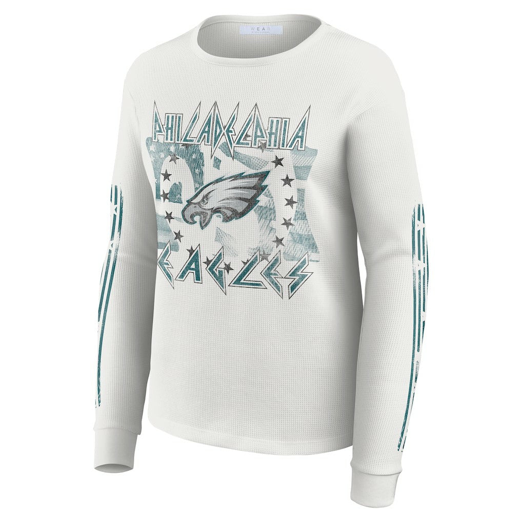 Philadelphia Eagles WEAR by Erin Andrews Women's Graphic Waffle Long-Sleeve T-Shirt - White sale