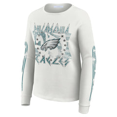 Philadelphia Eagles WEAR by Erin Andrews Women's Graphic Waffle Long-Sleeve T-Shirt - White sale