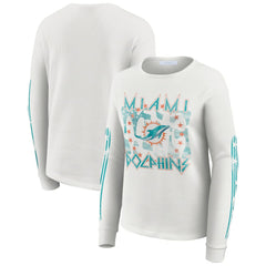 Miami Dolphins WEAR by Erin Andrews Women's Graphic Waffle Long-Sleeve T-Shirt - White outlet
