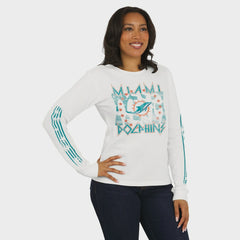 Miami Dolphins WEAR by Erin Andrews Women's Graphic Waffle Long-Sleeve T-Shirt - White outlet