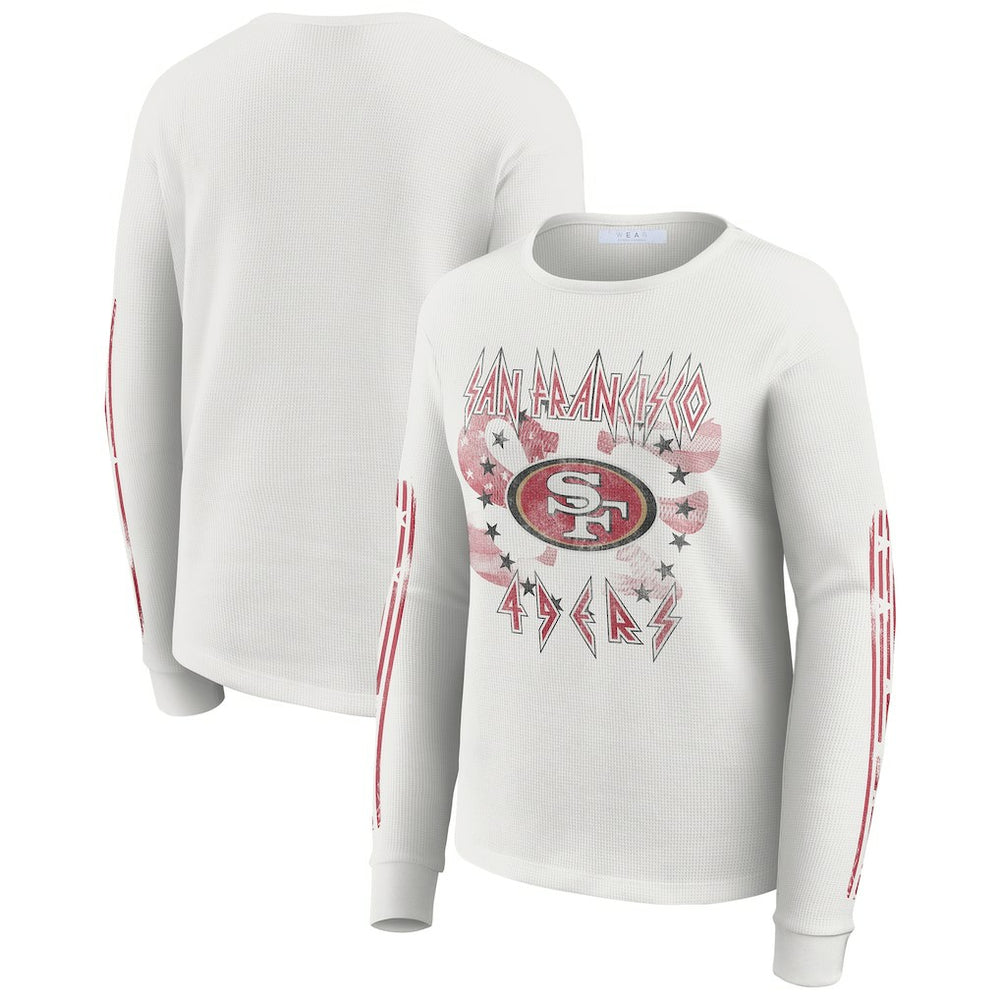 San Francisco 49ers WEAR by Erin Andrews Women's Graphic Waffle Long-Sleeve T-Shirt - White outlet