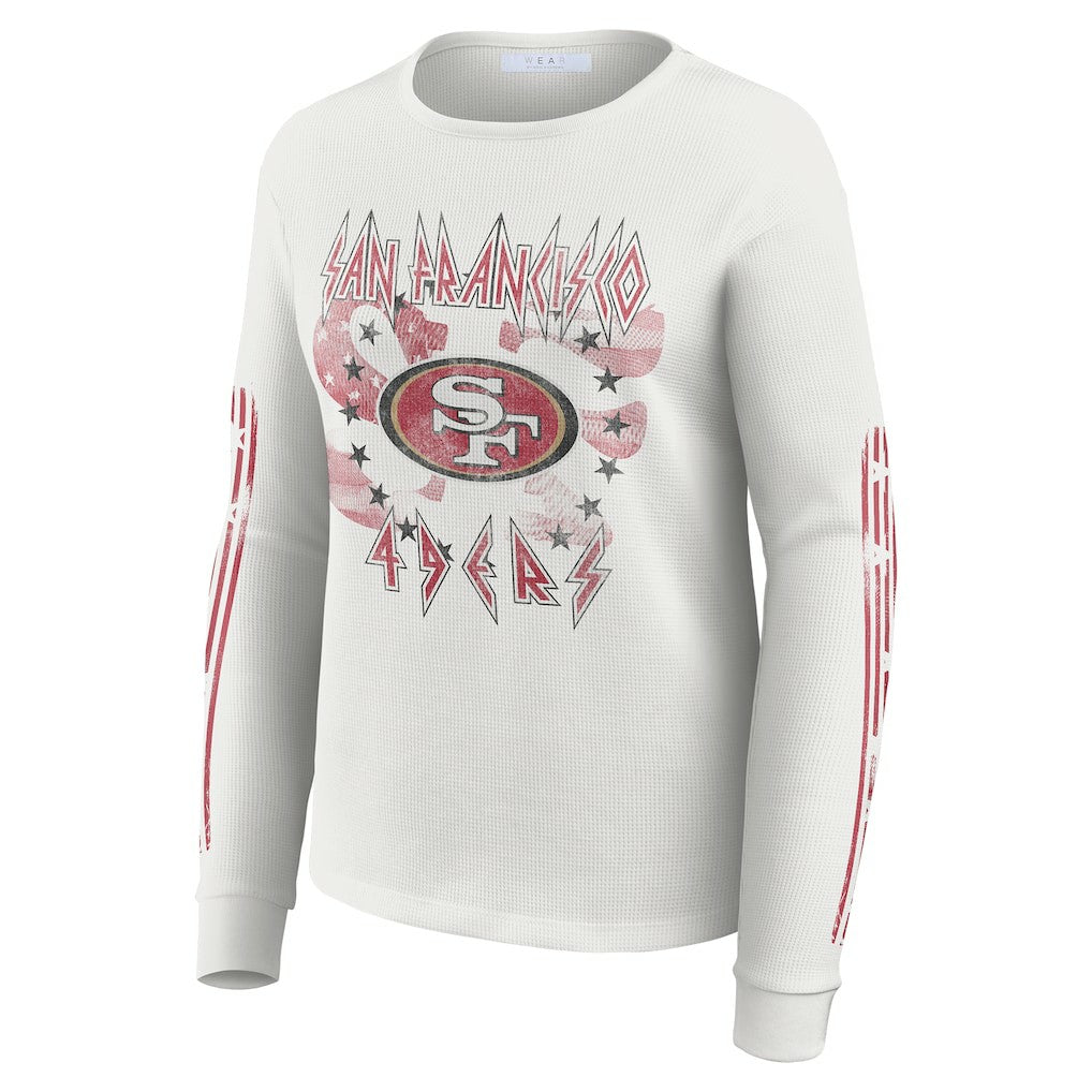 San Francisco 49ers WEAR by Erin Andrews Women's Graphic Waffle Long-Sleeve T-Shirt - White outlet