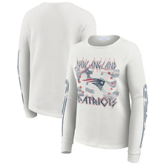 New England Patriots WEAR by Erin Andrews Women's Graphic Waffle Long-Sleeve T-Shirt - White outlet