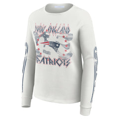 New England Patriots WEAR by Erin Andrews Women's Graphic Waffle Long-Sleeve T-Shirt - White outlet