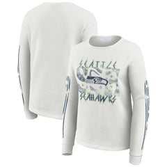 Seattle Seahawks WEAR by Erin Andrews Women's Graphic Waffle Long-Sleeve T-Shirt - White cheap