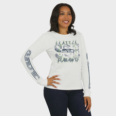 Seattle Seahawks WEAR by Erin Andrews Women's Graphic Waffle Long-Sleeve T-Shirt - White cheap