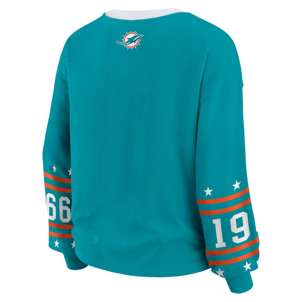 Miami Dolphins WEAR by Erin Andrews Women's Sport Long-Sleeve T-Shirt - Aqua discount