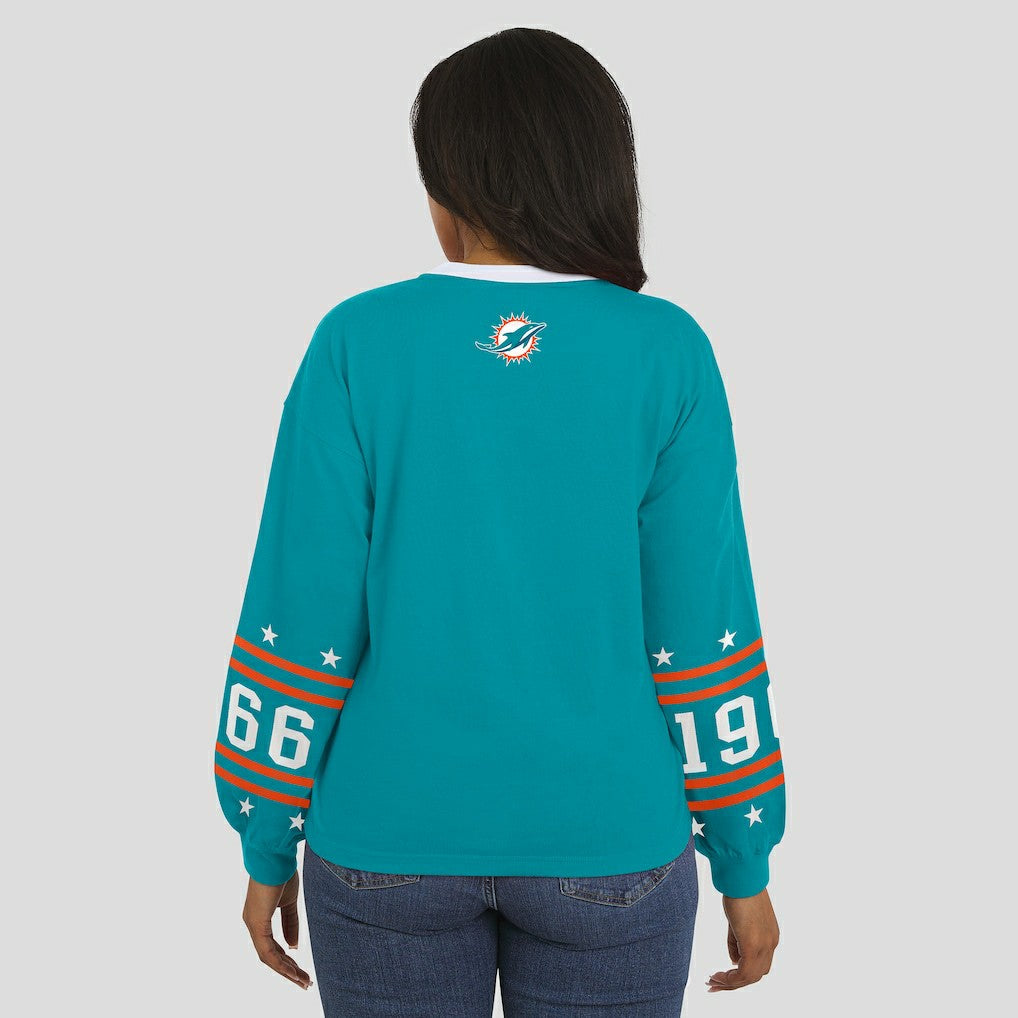 Miami Dolphins WEAR by Erin Andrews Women's Sport Long-Sleeve T-Shirt - Aqua discount