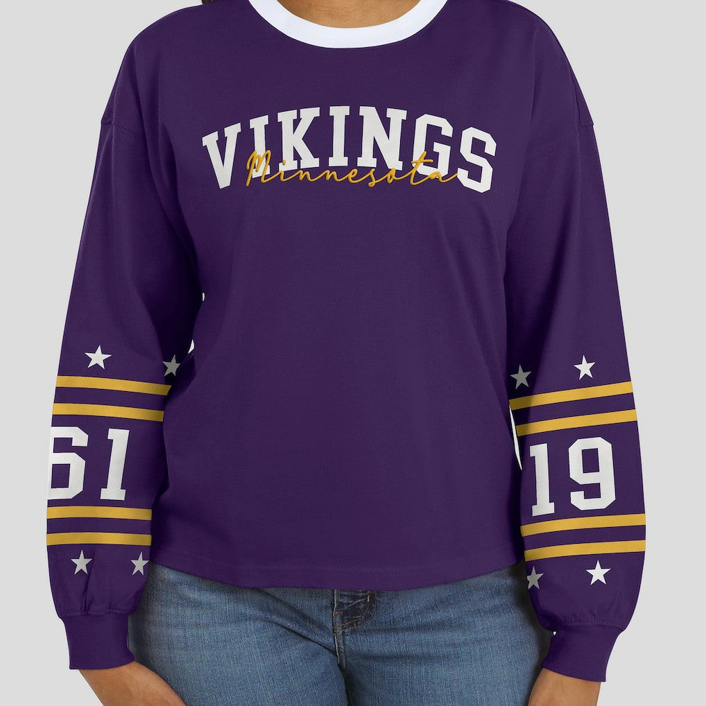 Minnesota Vikings WEAR by Erin Andrews Women's Sport Long-Sleeve T-Shirt - Purple outlet
