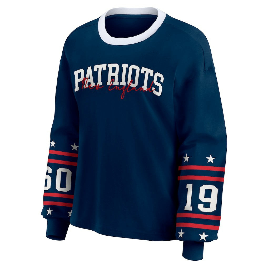 New England Patriots WEAR by Erin Andrews Women's Sport Long-Sleeve T-Shirt - Navy sale