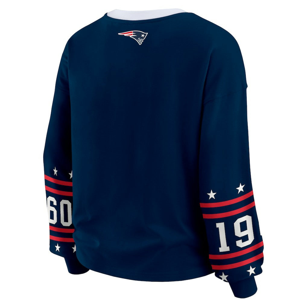 New England Patriots WEAR by Erin Andrews Women's Sport Long-Sleeve T-Shirt - Navy sale