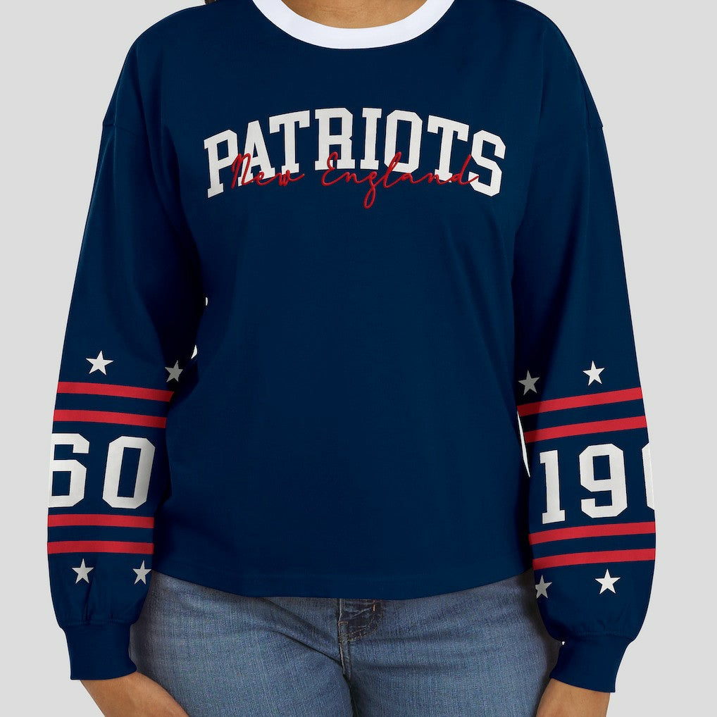 New England Patriots WEAR by Erin Andrews Women's Sport Long-Sleeve T-Shirt - Navy sale