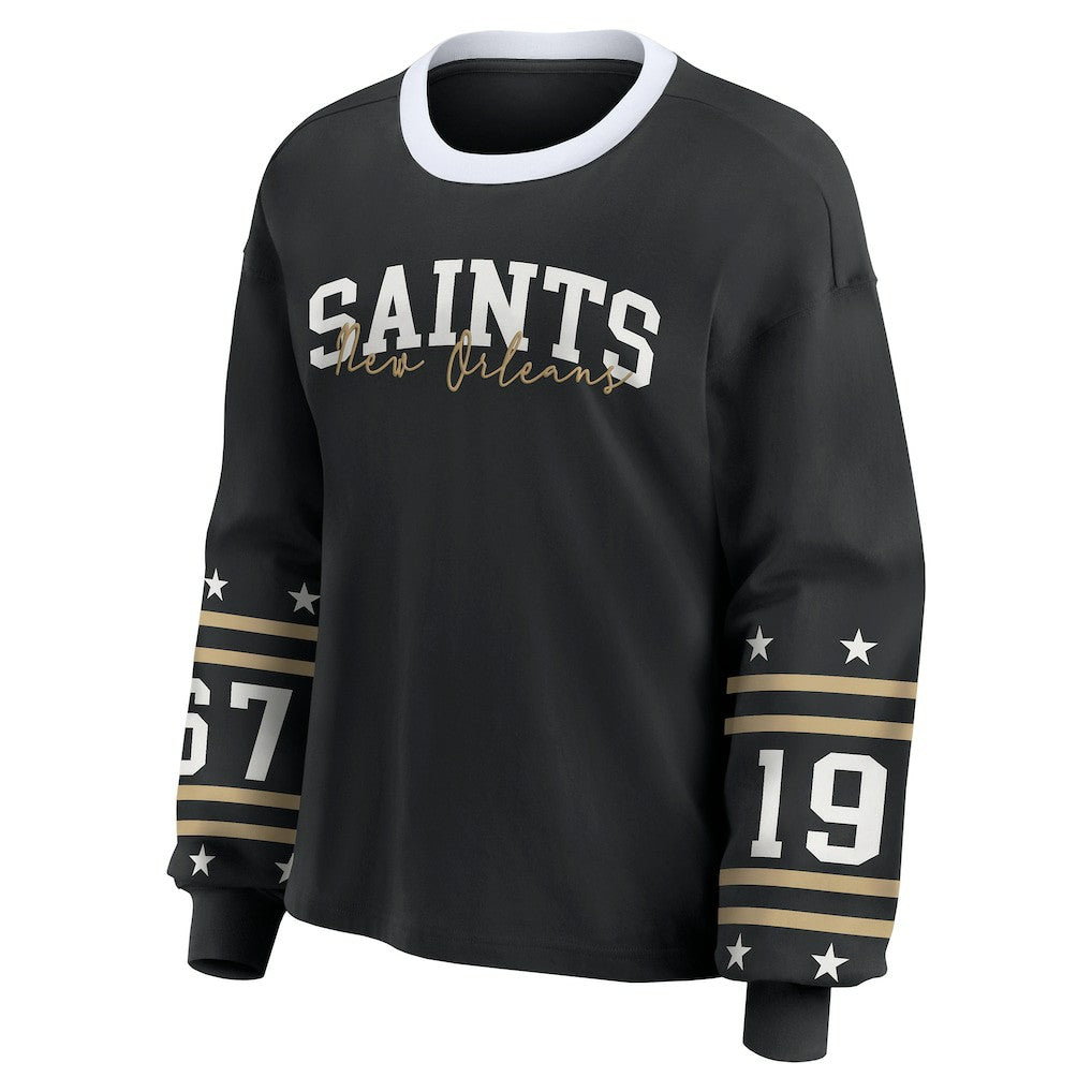 New Orleans Saints WEAR by Erin Andrews Women's Sport Long-Sleeve T-Shirt - Black cheap