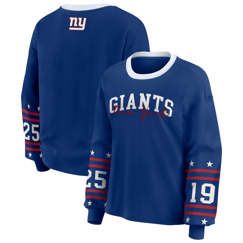 New York Giants WEAR by Erin Andrews Women's Sport Long-Sleeve T-Shirt - Royal outlet