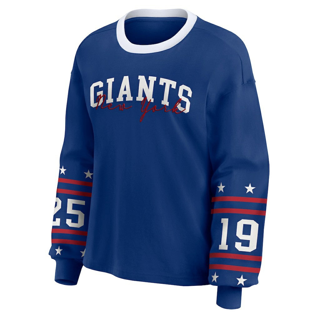 New York Giants WEAR by Erin Andrews Women's Sport Long-Sleeve T-Shirt - Royal outlet