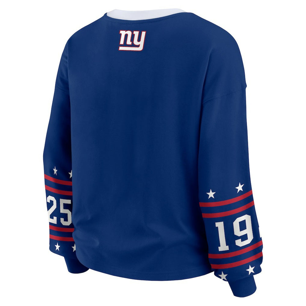 New York Giants WEAR by Erin Andrews Women's Sport Long-Sleeve T-Shirt - Royal outlet