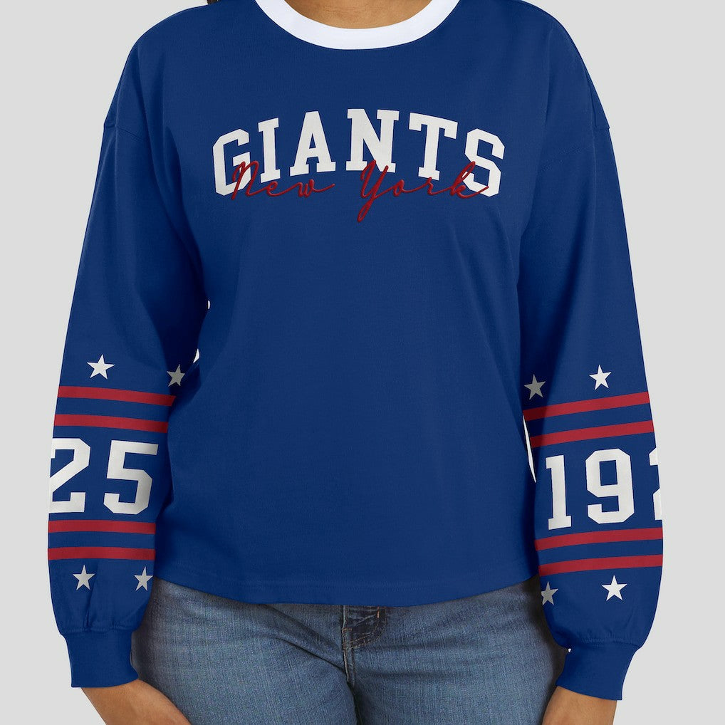 New York Giants WEAR by Erin Andrews Women's Sport Long-Sleeve T-Shirt - Royal outlet