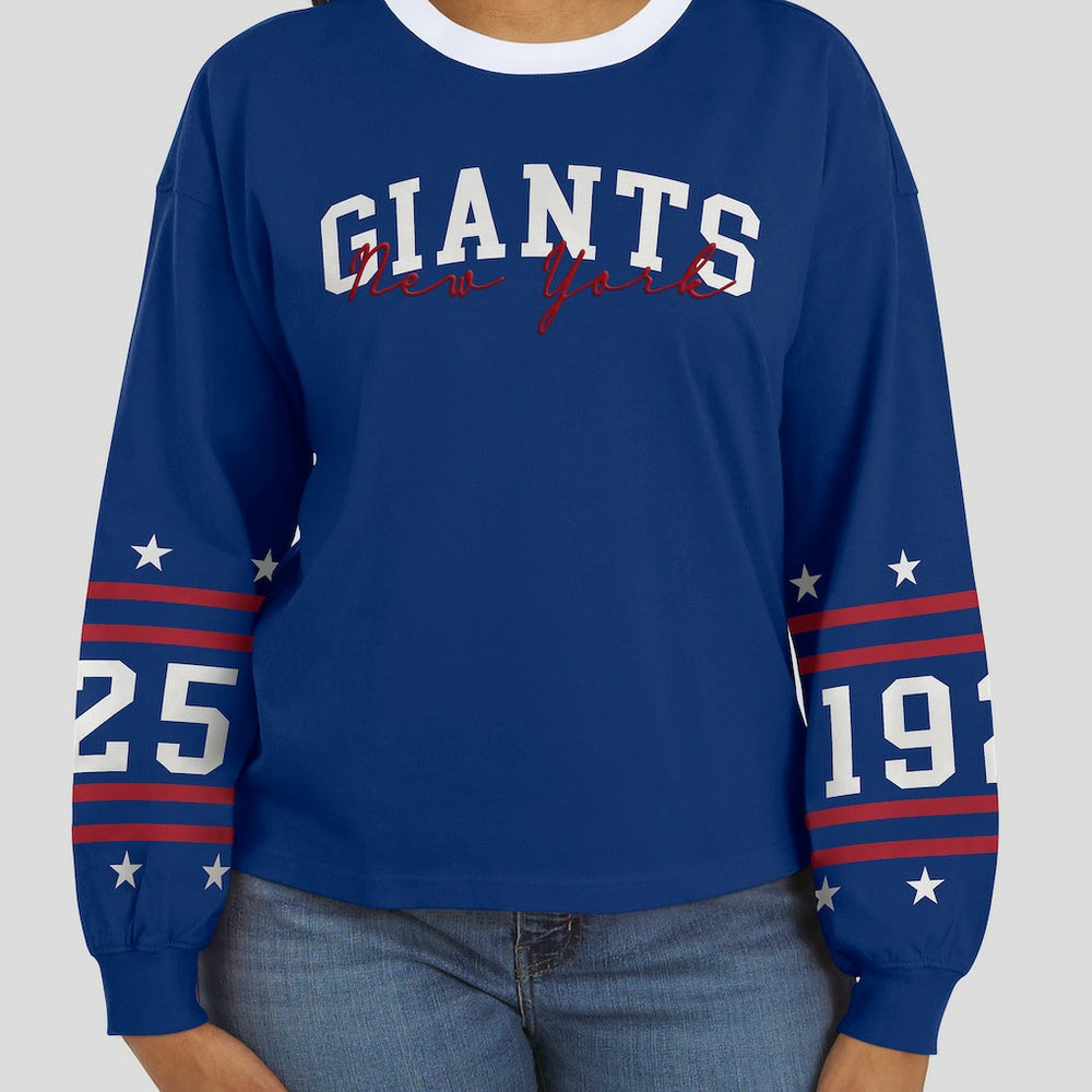 New York Giants WEAR by Erin Andrews Women's Sport Long-Sleeve T-Shirt - Royal outlet