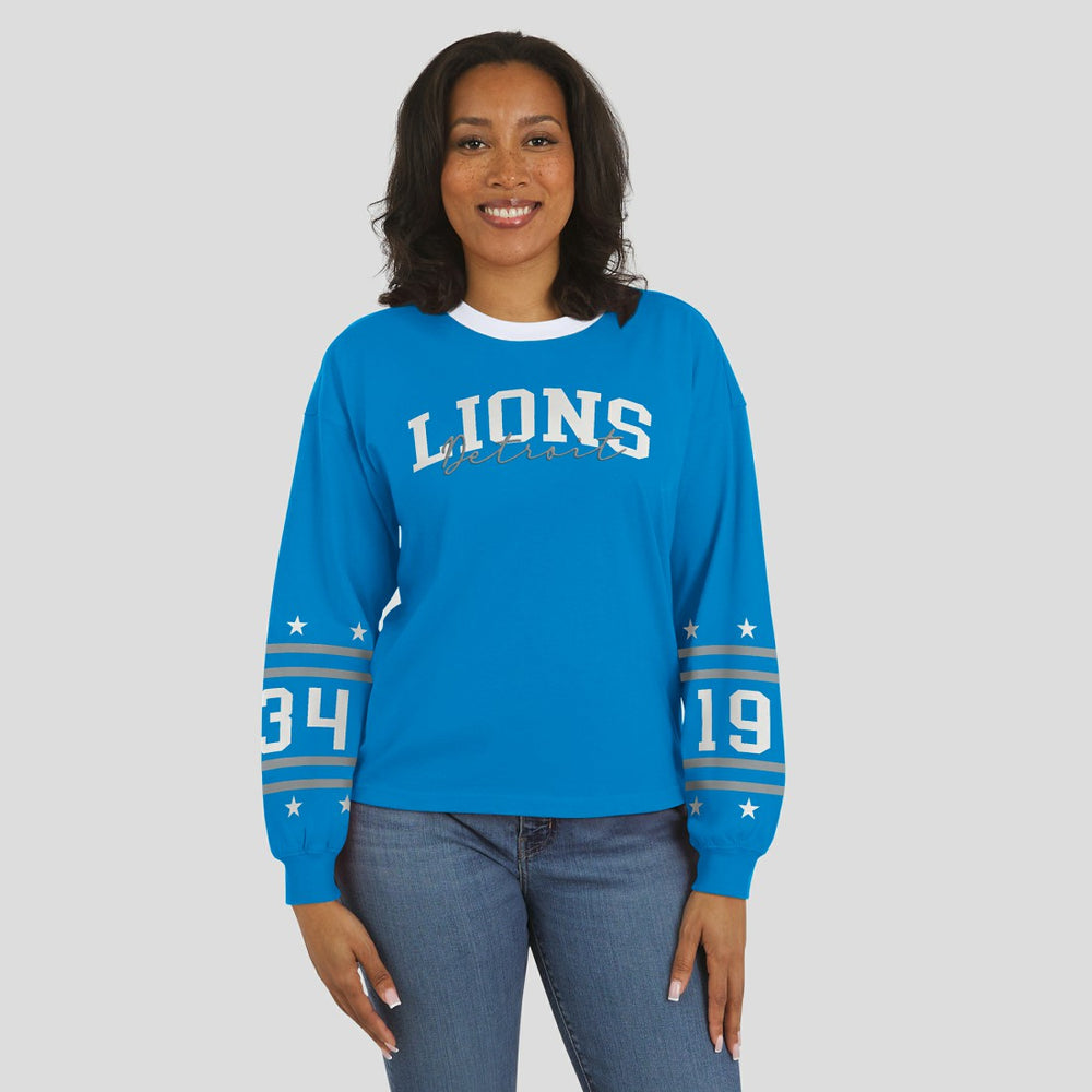 Detroit Lions WEAR by Erin Andrews Women's Sport Long-Sleeve T-Shirt - Blue outlet