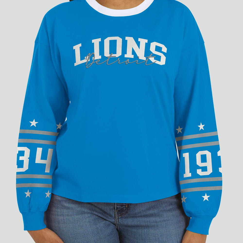 Detroit Lions WEAR by Erin Andrews Women's Sport Long-Sleeve T-Shirt - Blue outlet