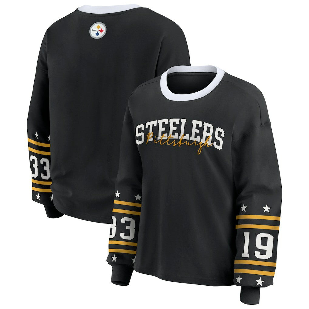 Pittsburgh Steelers WEAR by Erin Andrews Women's Sport Long-Sleeve T-Shirt - Black on sale