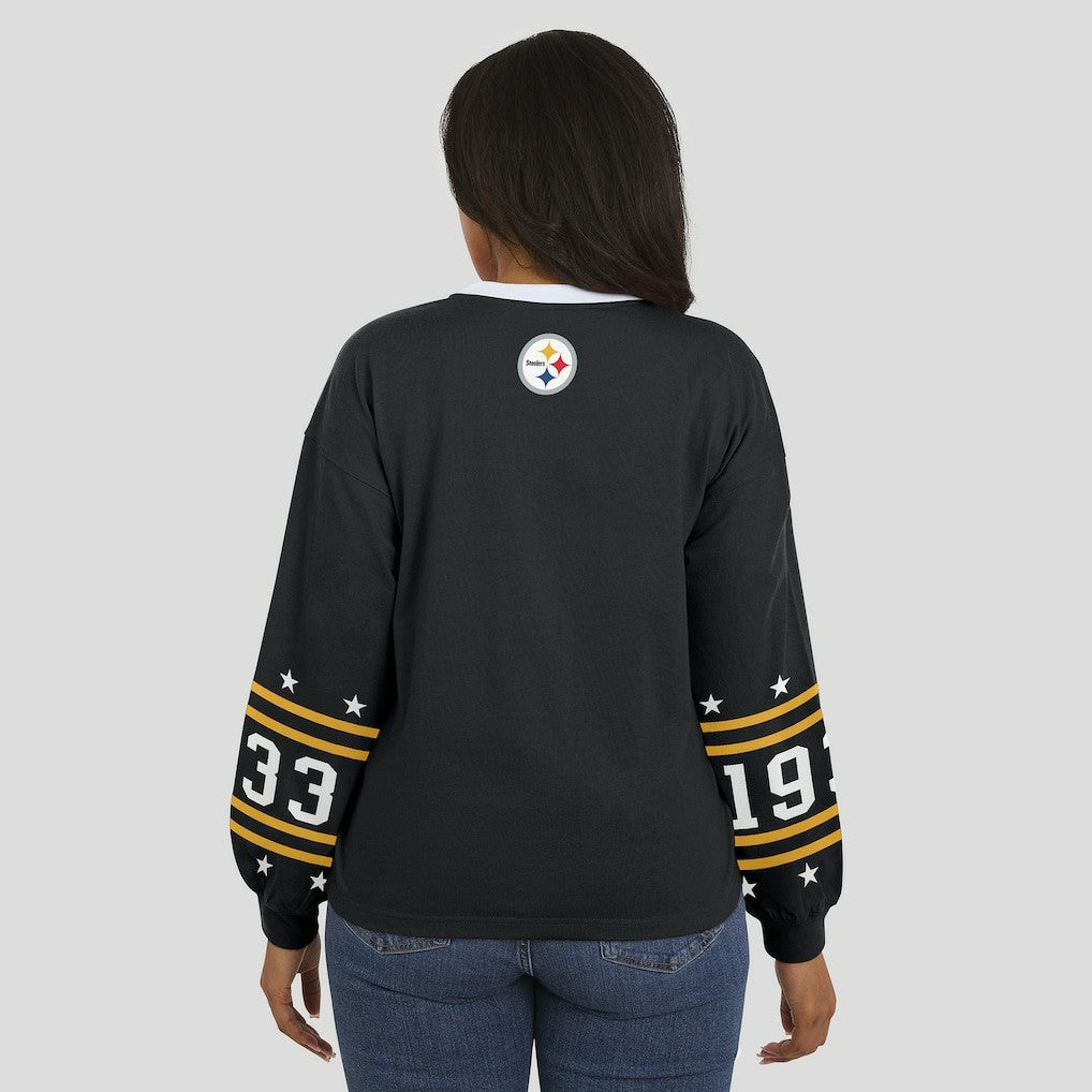 Pittsburgh Steelers WEAR by Erin Andrews Women's Sport Long-Sleeve T-Shirt - Black on sale