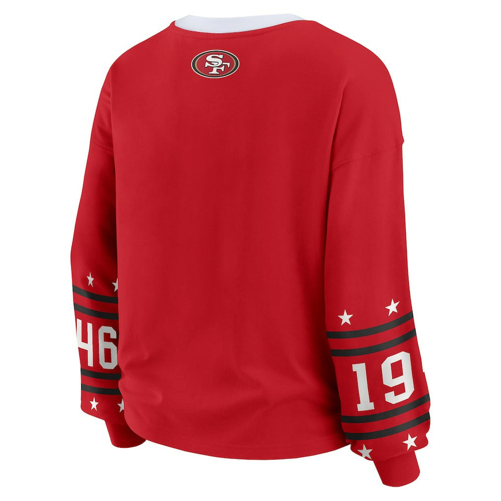 San Francisco 49ers WEAR by Erin Andrews Women's Sport Long-Sleeve T-Shirt - Scarlet discount