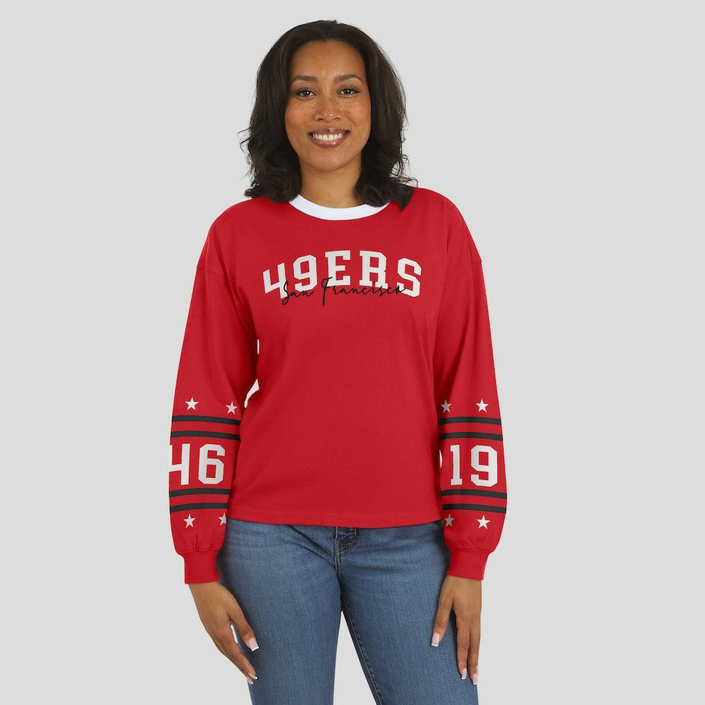 San Francisco 49ers WEAR by Erin Andrews Women's Sport Long-Sleeve T-Shirt - Scarlet discount