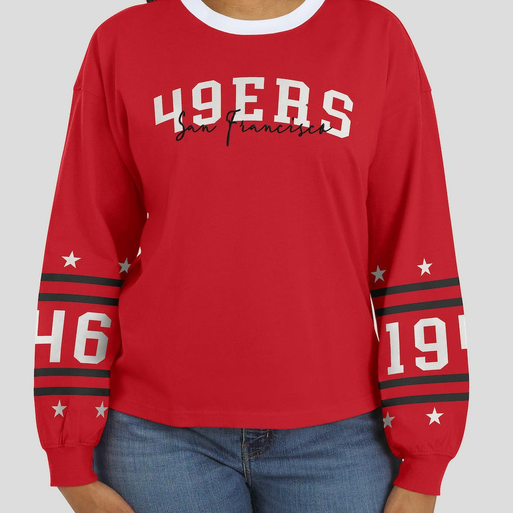 San Francisco 49ers WEAR by Erin Andrews Women's Sport Long-Sleeve T-Shirt - Scarlet discount