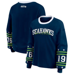 Seattle Seahawks WEAR by Erin Andrews Women's Sport Long-Sleeve T-Shirt - College Navy outlet