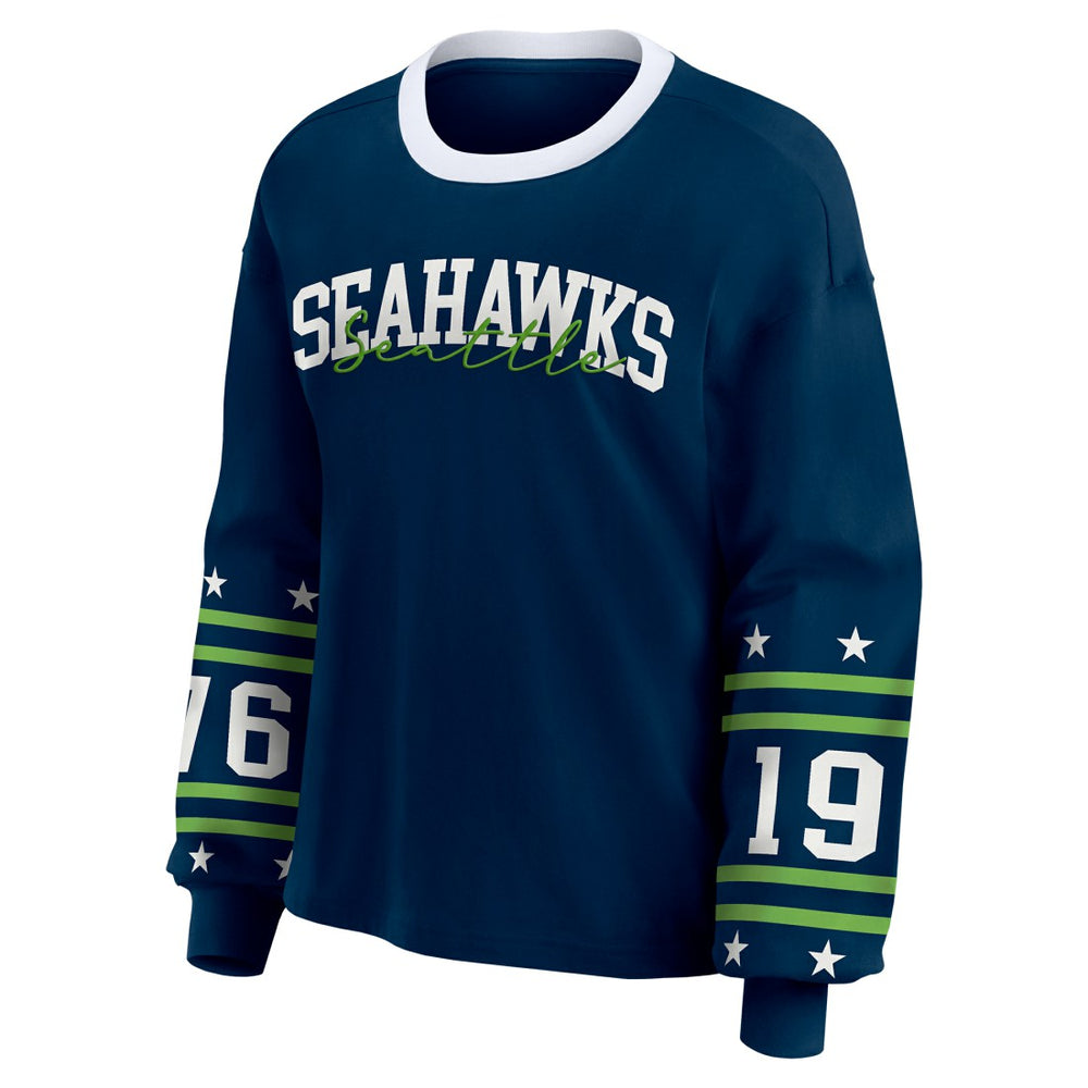 Seattle Seahawks WEAR by Erin Andrews Women's Sport Long-Sleeve T-Shirt - College Navy outlet
