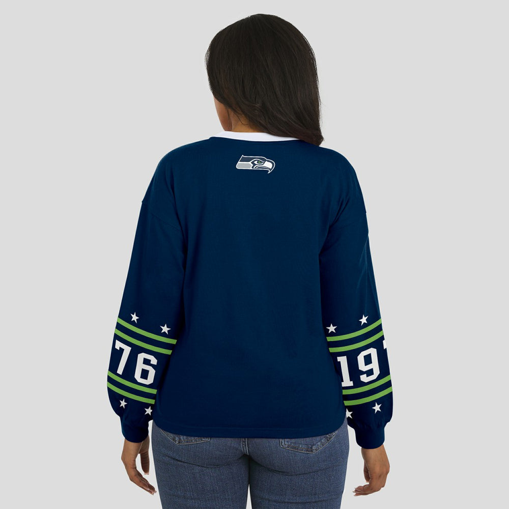 Seattle Seahawks WEAR by Erin Andrews Women's Sport Long-Sleeve T-Shirt - College Navy outlet