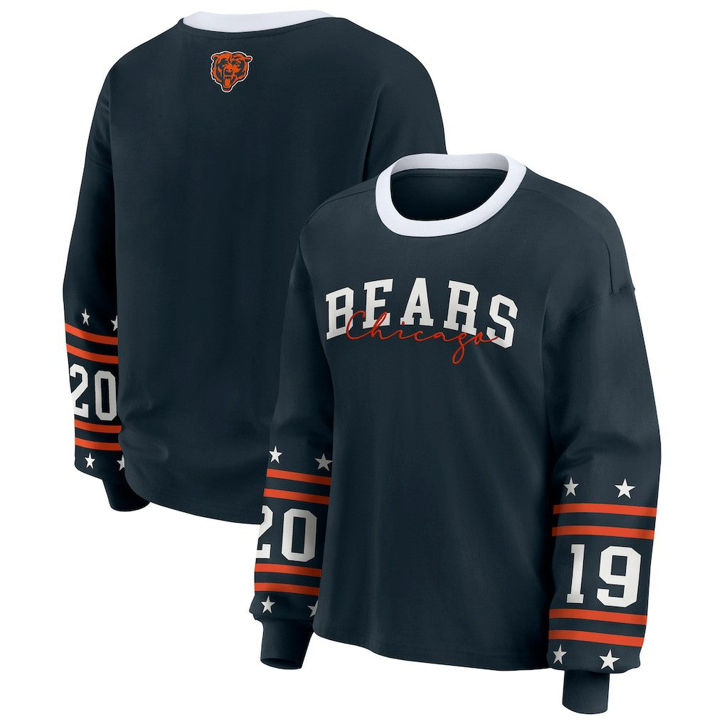 Chicago Bears WEAR by Erin Andrews Women's Sport Long-Sleeve T-Shirt - Navy sale