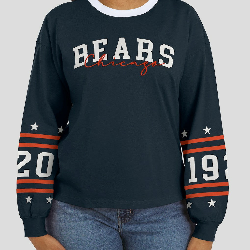 Chicago Bears WEAR by Erin Andrews Women's Sport Long-Sleeve T-Shirt - Navy sale