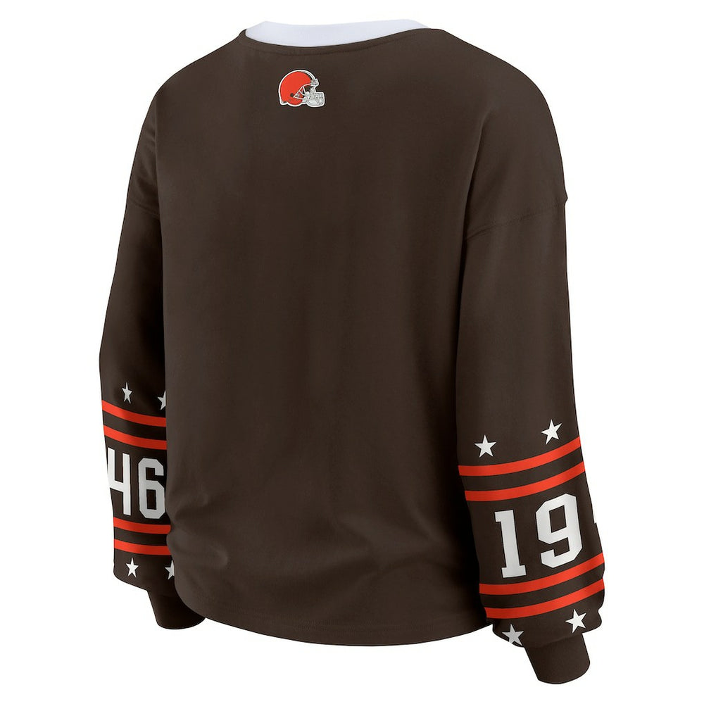 Cleveland Browns WEAR by Erin Andrews Women's Sport Long-Sleeve T-Shirt - Brown cheap