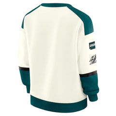 Philadelphia Eagles WEAR by Erin Andrews Women's Racing Crew V-Neck Sweatshirt - Cream outlet