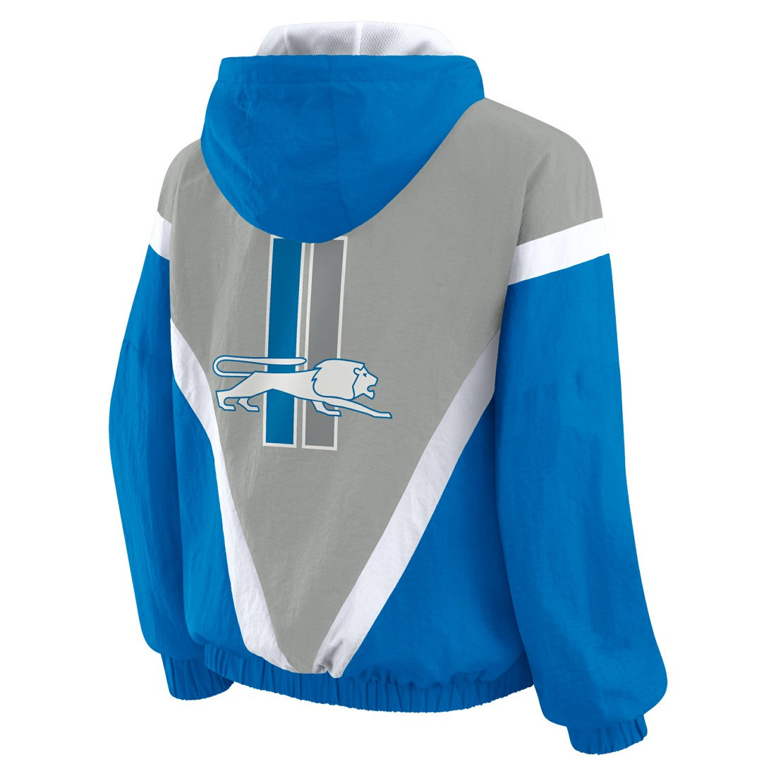 Detroit Lions WEAR by Erin Andrews Women's Plus Size Retro Crinkle Full-Zip Hoodie Windbreaker Jacket - Blue/Gray online