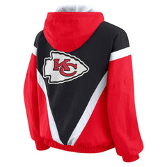 Kansas City Chiefs WEAR by Erin Andrews Women's Plus Size Retro Crinkle Full-Zip Hoodie Windbreaker Jacket - Red/Black cheap
