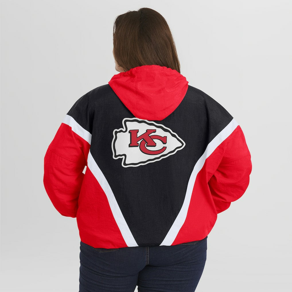 Kansas City Chiefs WEAR by Erin Andrews Women's Plus Size Retro Crinkle Full-Zip Hoodie Windbreaker Jacket - Red/Black cheap