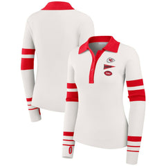 Kansas City Chiefs WEAR by Erin Andrews Women's Ribbed Henley Polo Sweater - White on sale