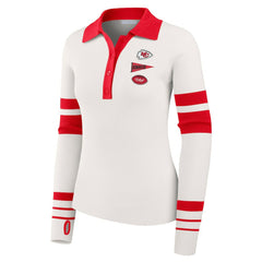 Kansas City Chiefs WEAR by Erin Andrews Women's Ribbed Henley Polo Sweater - White on sale