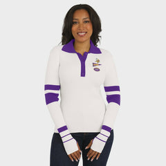 Minnesota Vikings WEAR by Erin Andrews Women's Ribbed Henley Polo Sweater - White on sale