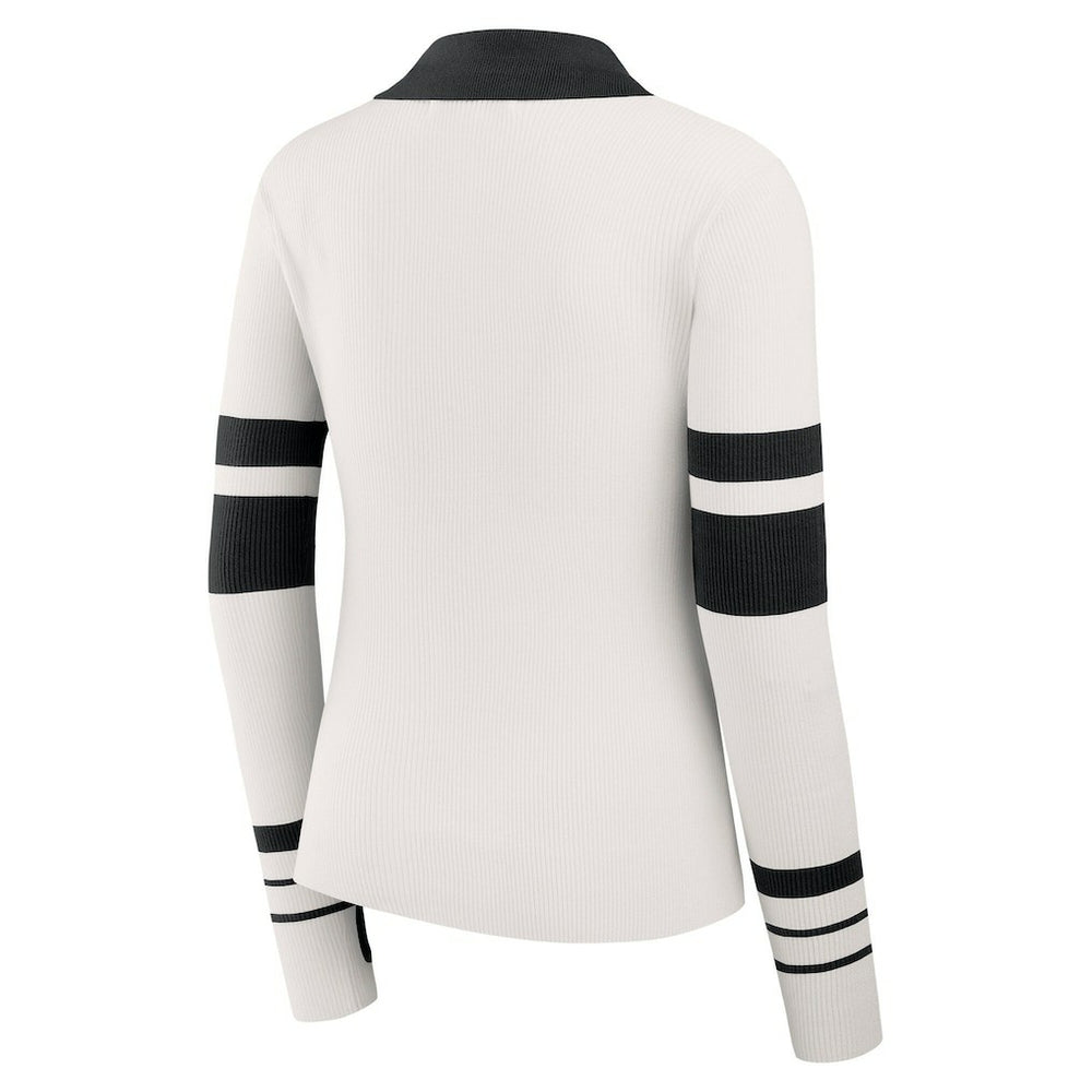 New Orleans Saints WEAR by Erin Andrews Women's Ribbed Henley Polo Sweater - White sale