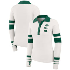 New York Jets WEAR by Erin Andrews Women's Ribbed Henley Polo Sweater - White online