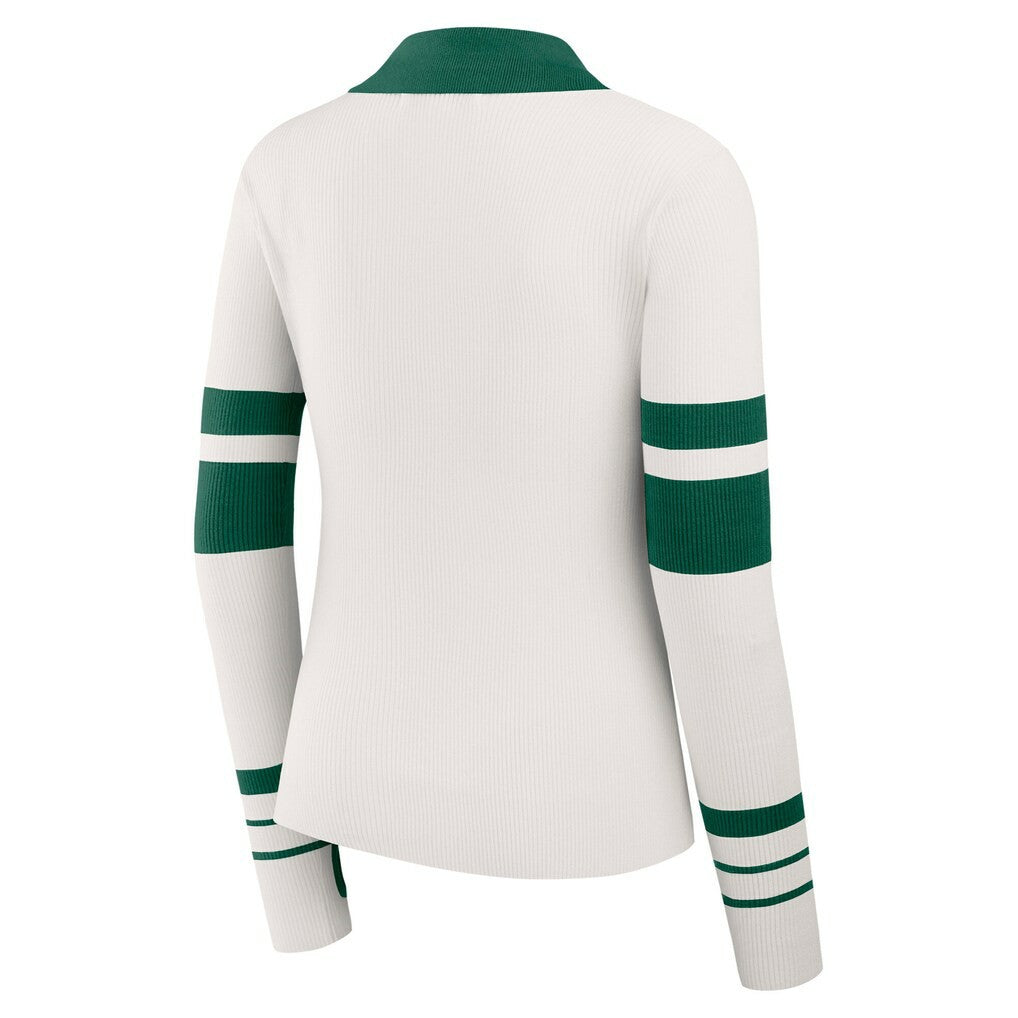 New York Jets WEAR by Erin Andrews Women's Ribbed Henley Polo Sweater - White online