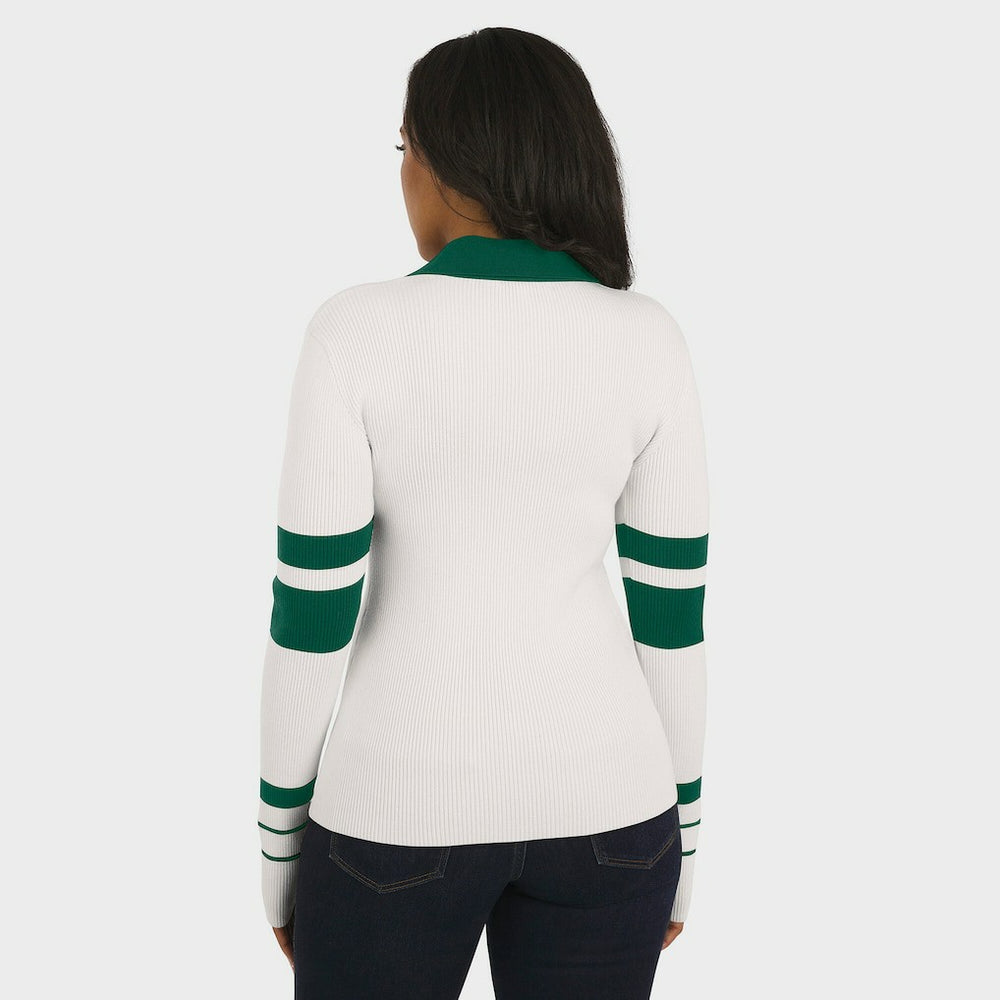 New York Jets WEAR by Erin Andrews Women's Ribbed Henley Polo Sweater - White online