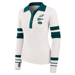 Philadelphia Eagles WEAR by Erin Andrews Women's Ribbed Henley Polo Sweater - White discount